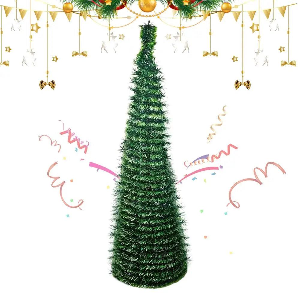 Christmas Tree 5 Ft Festival Ornament Faux Foldable Christmas Tree Chr - Full View