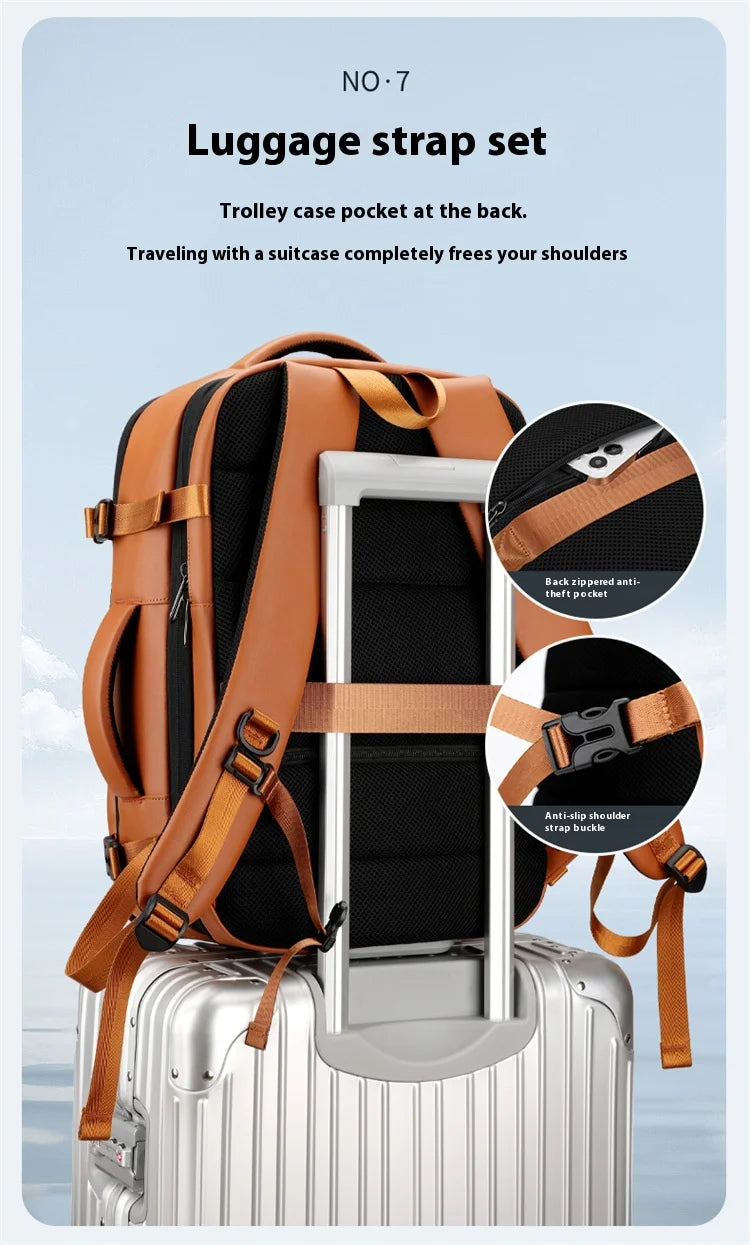 Commuting laptop backpack, expandable, premium orange, waterproof casual backpack, 15.6 inches, large capacity travel back...