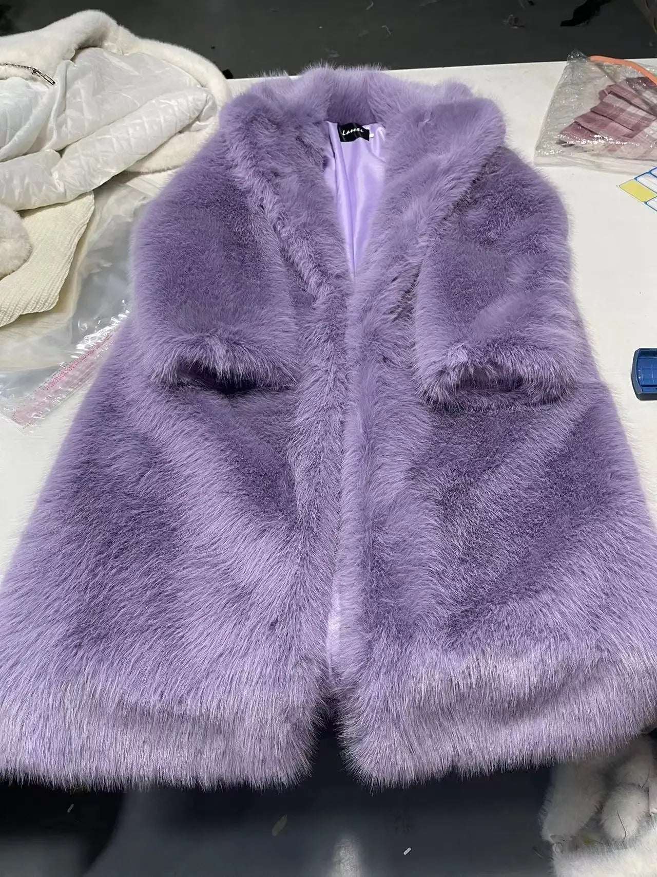 Women Thick Faux Fur Jacket Autumn Winter Maxi Coat Purple Elegant Long Jackets - View 13
