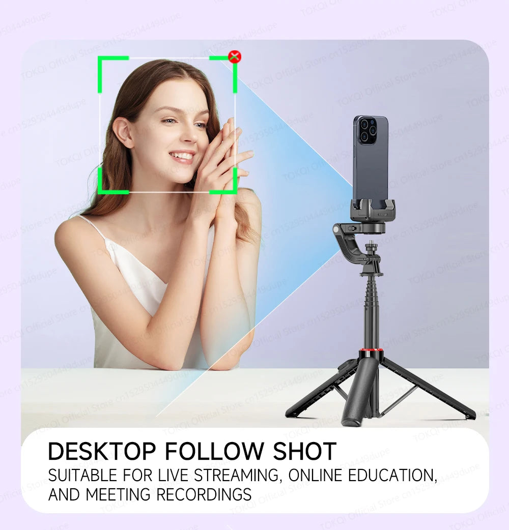 AI Tracking Deskpot Gimbal Tripod with Extendable Selfie Stick for Mob - Lifestyle View