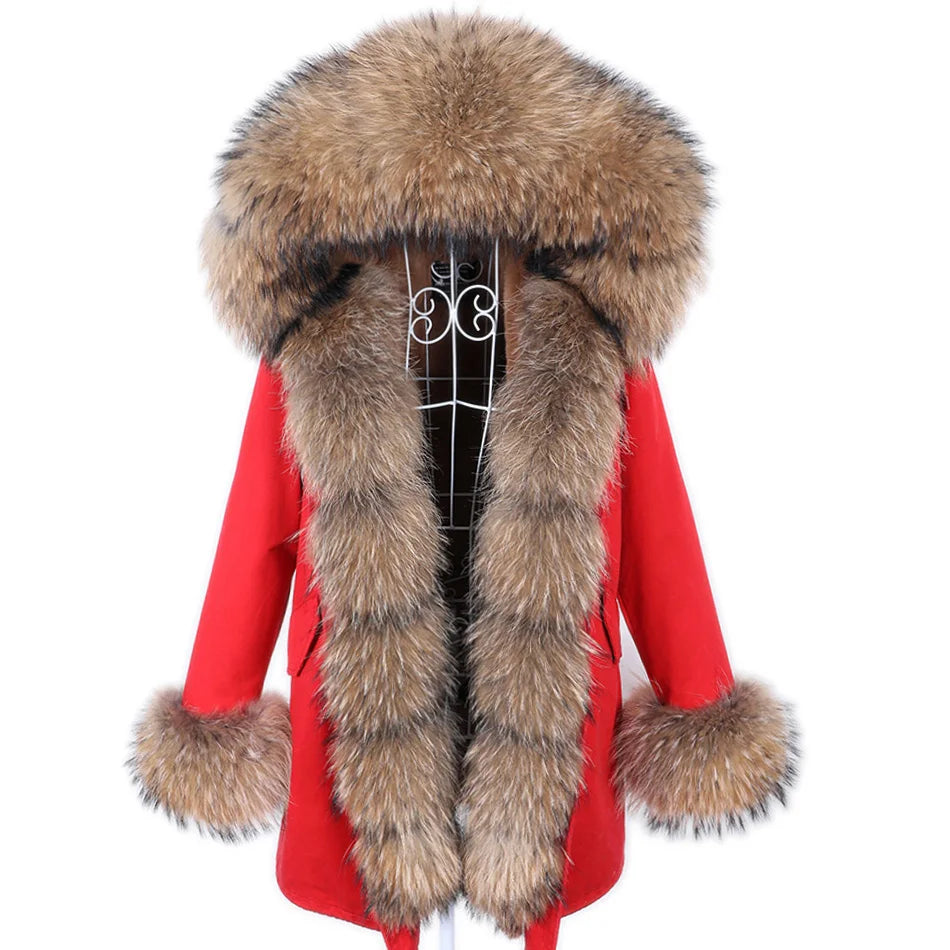 MAOMAOKONG 2024 Winter Women Coat Natural Fox Fur Collar Cuff Black Jackets Outw - View 66