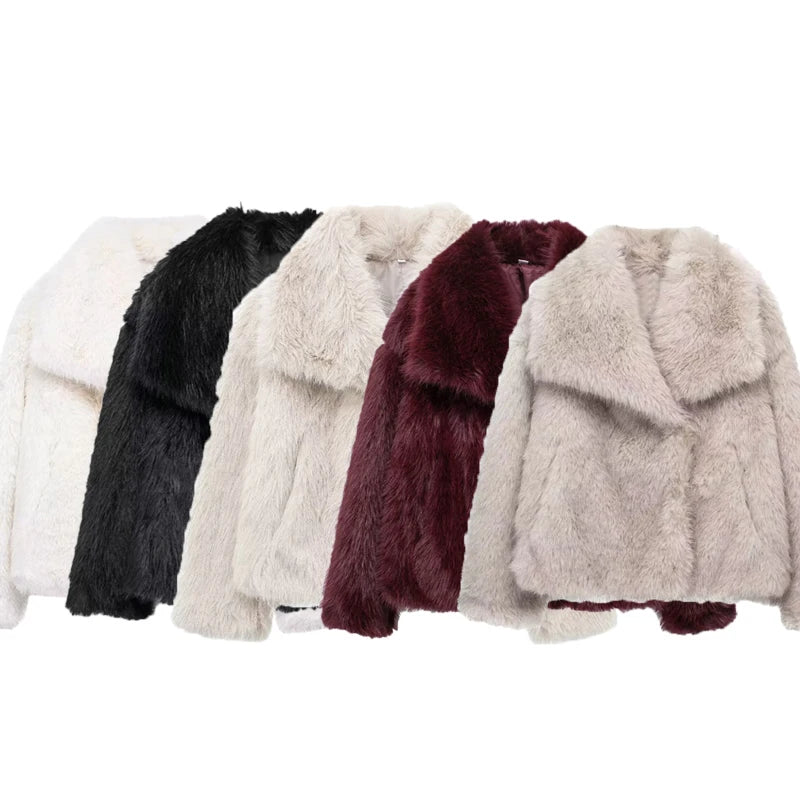 HXAO Winter Faux Fur Coat 2024 Woman New in coats Autumn Fur Plush Fluffy Jacket - View 5