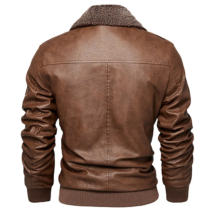 2025 Fur One Leather Coat Men Plus Velvet Autumn And Winter New Thicke - Scale View