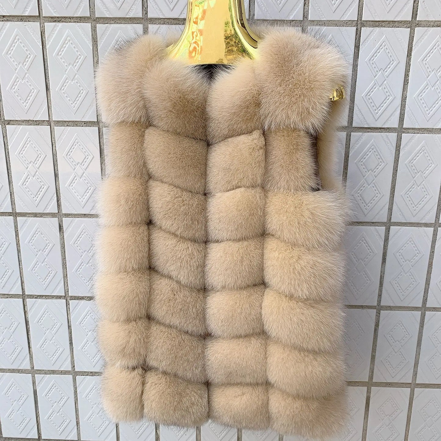 Natural fox fur vest ladies winter autumn coat warm vest made of natural fur wom - View 48