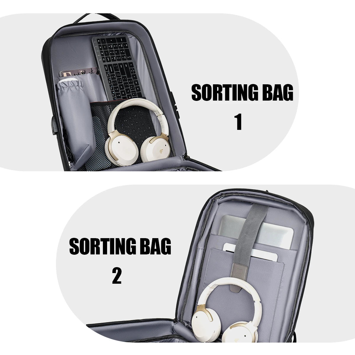Backpack Men's Expandable Computerbag Large Capacity Business Travel B - Detail View