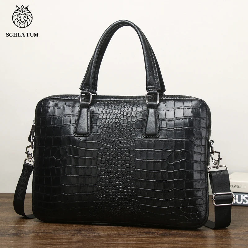 SCHLATUM Genuine Leather Crocodile Grain Briefcases Hard For Men 15.6 Inch Lapto - View 6