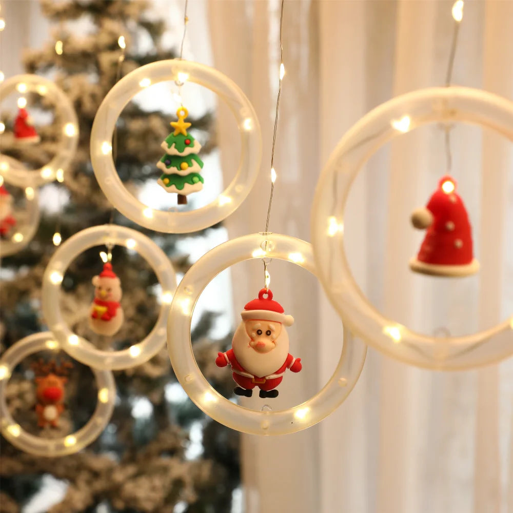 Christmas Led Decorative Lights Strip Star Curtain Lights Christmas Tr - Back View