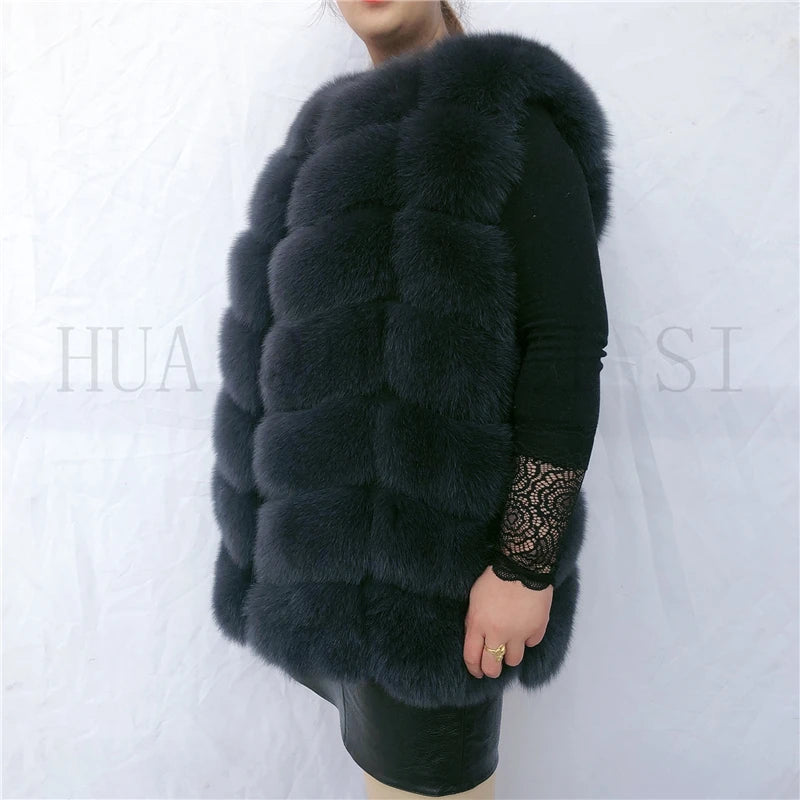Natural fox fur vest ladies winter autumn coat warm vest made of natural fur wom - View 37
