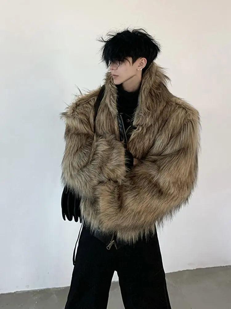 Men Faux Fur Jacket Coat Pu Leather 2025 Winter Thick Warm Outerwear Spliced Hoo - View 12