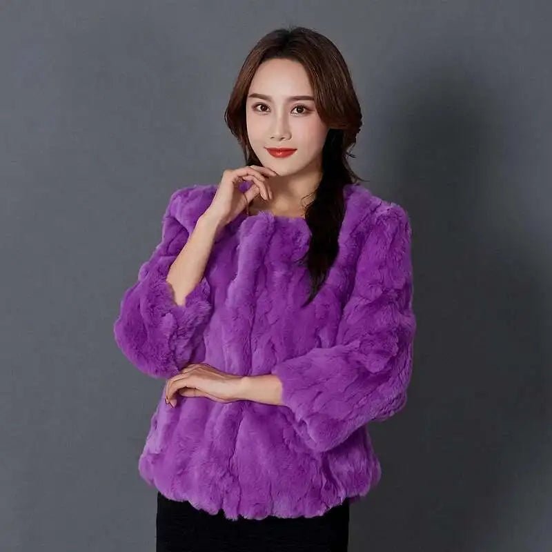Real Rabbit Fur Coat Women Winter Jacket Short Loose Size Thick Warm Fluffy Coat - View 37