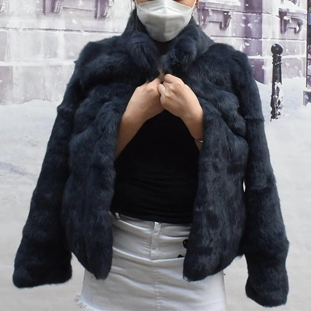 Fancy Rani Natural Rabbit Fur Coat Women Winter Jacket Real Leather And Fur Wome - View 19