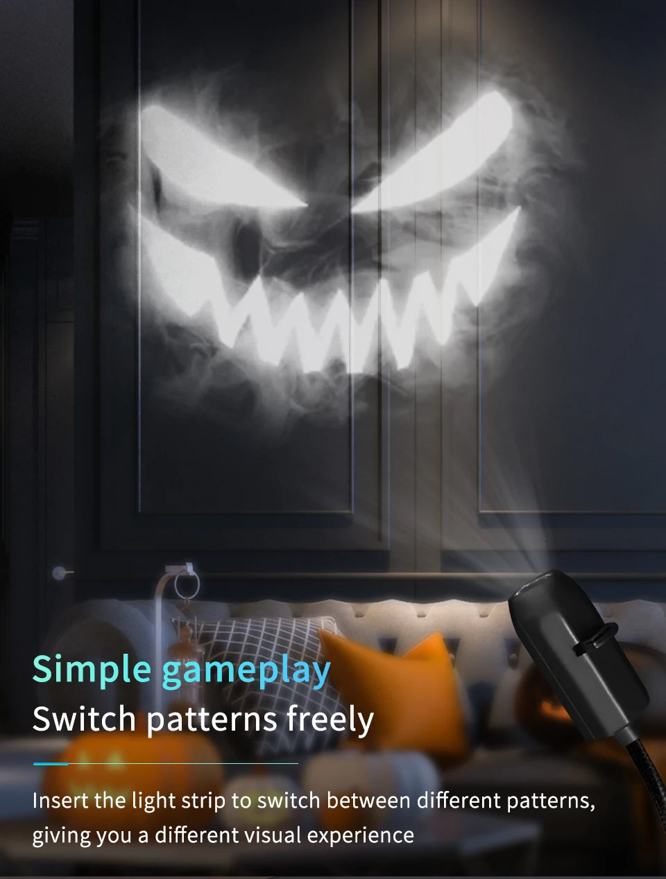 Christmas Halloween Led Projection Lamp Pumpkin Night Light Ceiling Wa - Pattern Detail