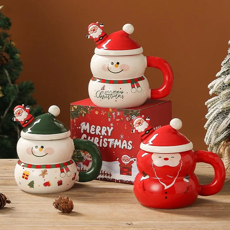Creative Christmas Ceramic Cup Cartoon Snowman Mugs Gift Box for Christmas Household Coffee Mug Milk Cup - Image 4