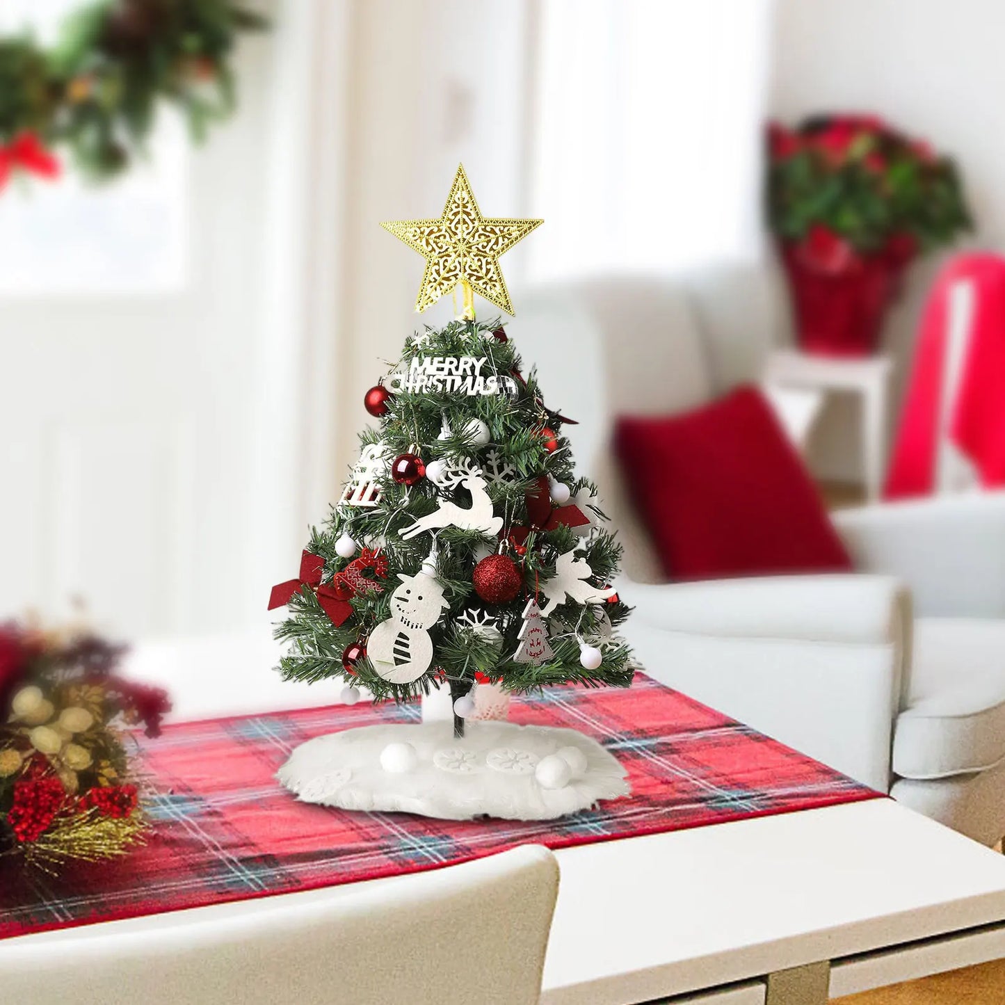Christmas Tree Set Christmas Decor With Lights Desktop Mini Christmas - Back View