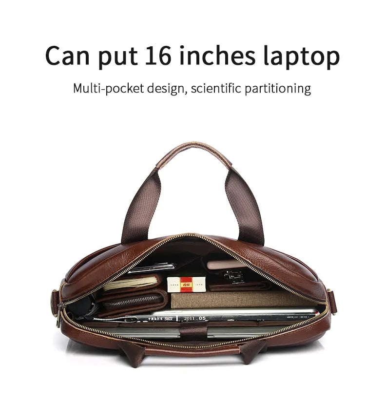 SCHLATUM Genuine Leather Briefcases Hard For Men 15.6 Inch Office Bussiness Comp - View 10