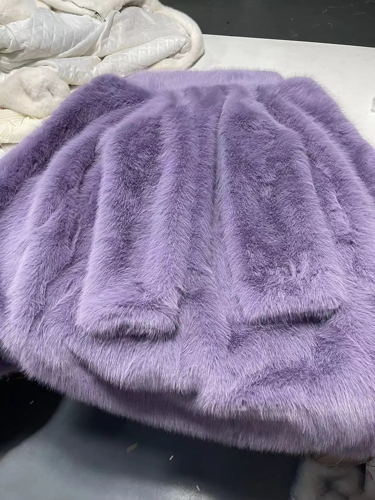 Women Thick Faux Fur Jacket Autumn Winter Maxi Coat Purple Elegant Long Jackets - View 11