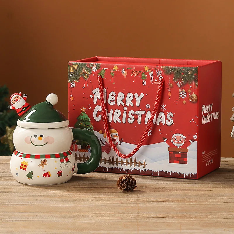 Creative Christmas Ceramic Cup Cartoon Snowman Mugs Gift Box for Christmas Household Coffee Mug Milk Cup - Image 23