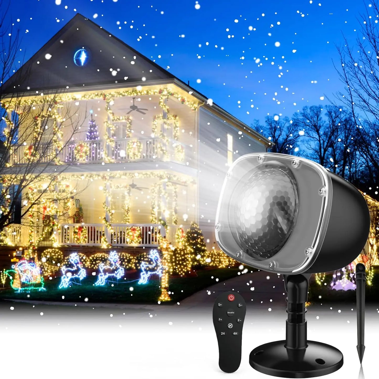 Christmas Snowfall Projection Lights Indoor Outdoor Holiday Lights Wit - Color Variant