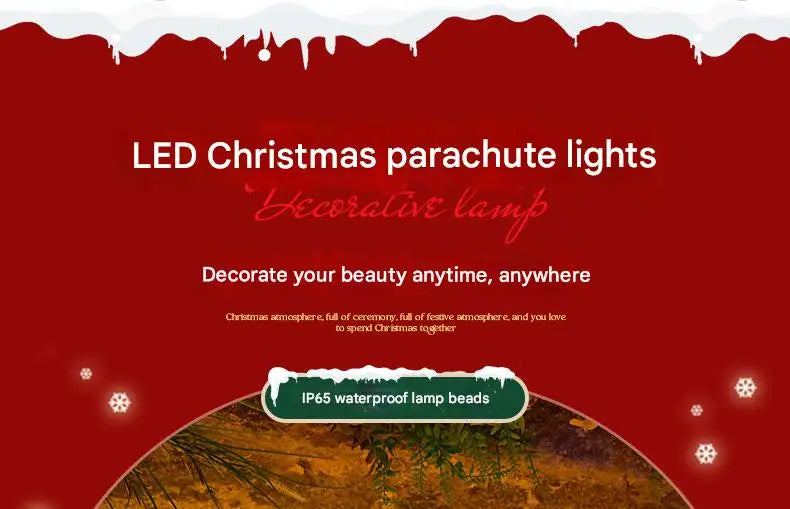 Christmas Parachute Light with Santa Claus 8 Mode Hanging Xmas Lamp fo - Interior View