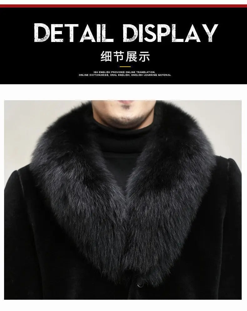 New fur coat with wide collar, whole mink winter thickened, long imitation mink - View 7