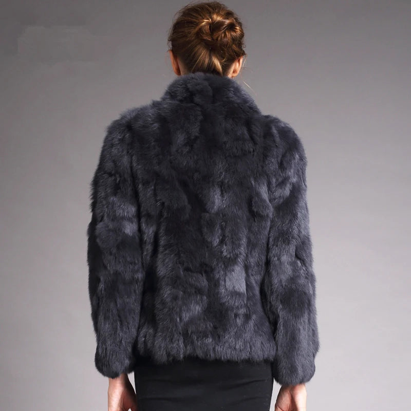 Fancy Rani Natural Rabbit Fur Coat Women Winter Jacket Real Leather And Fur Wome - View 5
