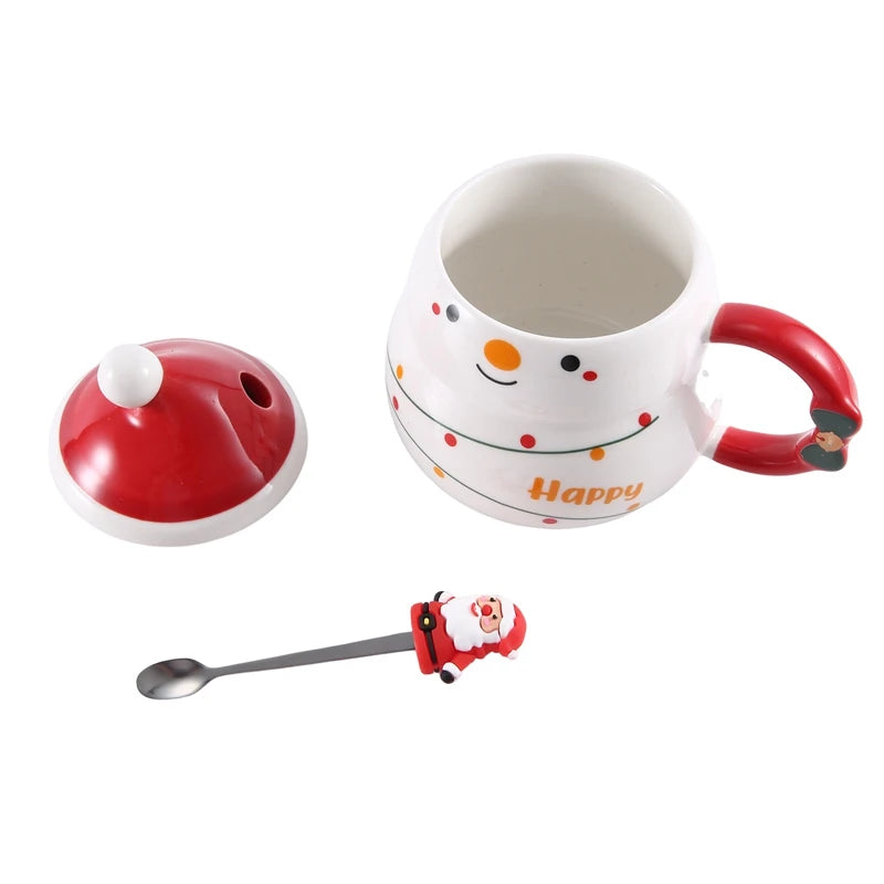 Christmas Gift Christmas Mug Christmas Coffee Cups With Lid And Spoon - Back View