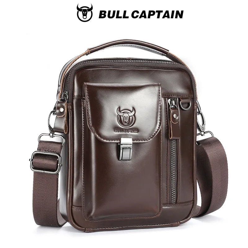 BULLCAPTAIN Men Genuine Leather Crossbody Bag Casual Everyday