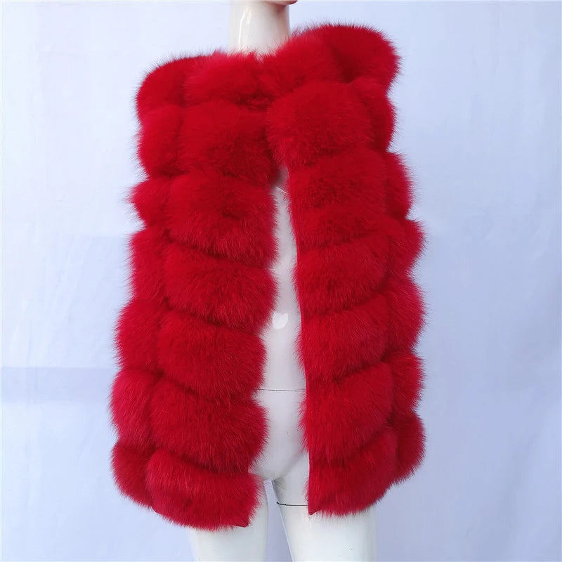 Natural fox fur vest ladies winter autumn coat warm vest made of natural fur wom - View 54