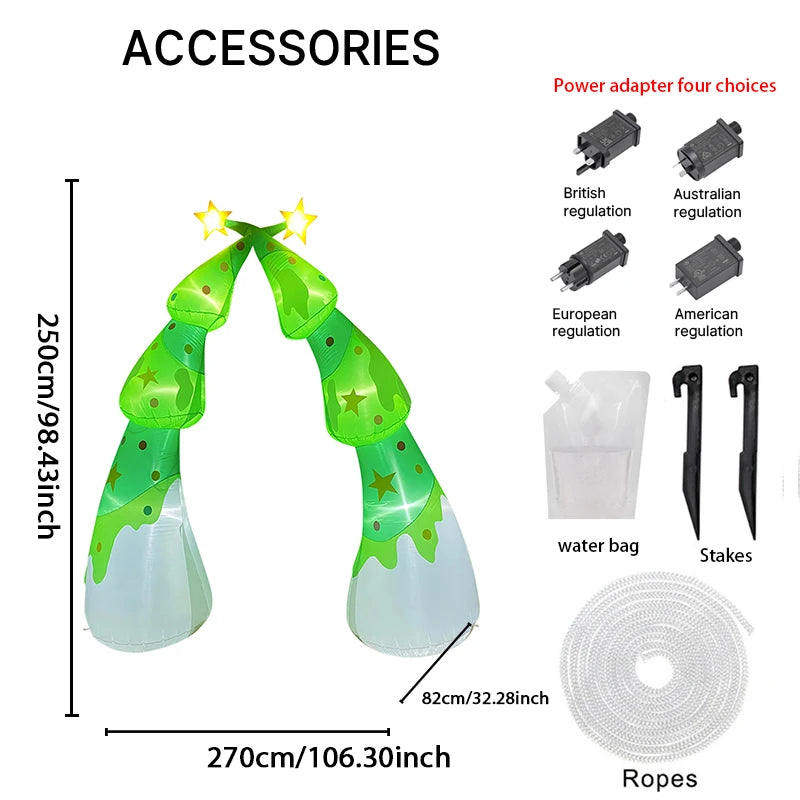 2.7M/9FT Christmas Tree Archway Decorations Home Inflatable Toys with - Detail View
