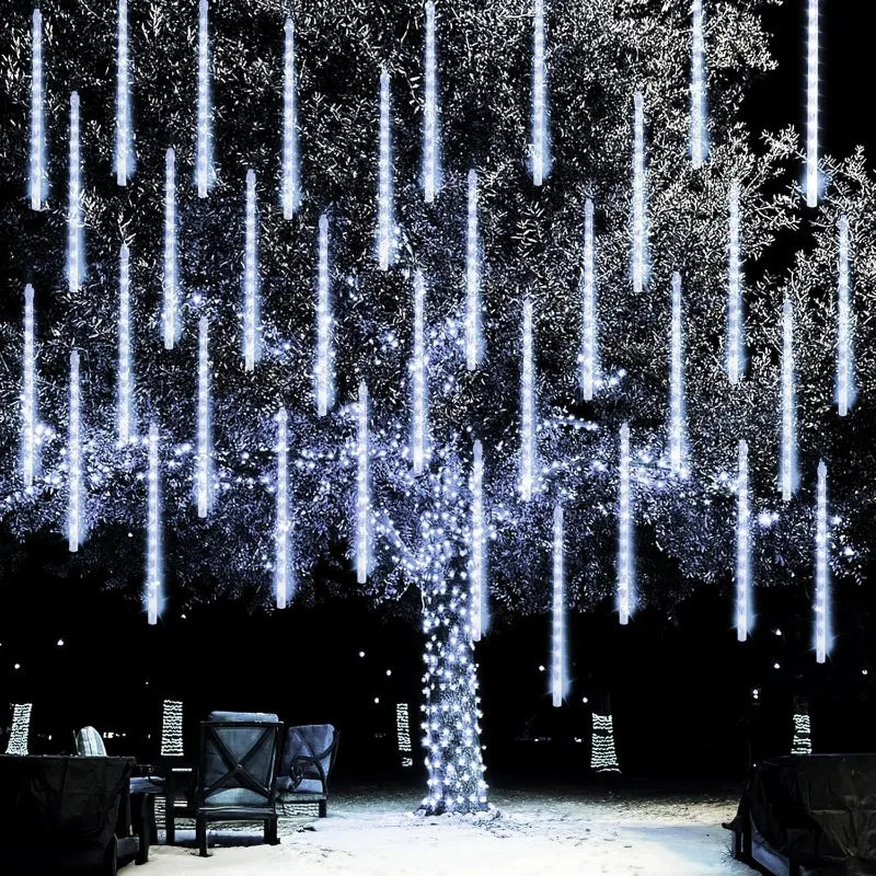 Christmas Lights Outdoor 8 Tubes Meteor Shower Lights LED Snow Falling - Detail View