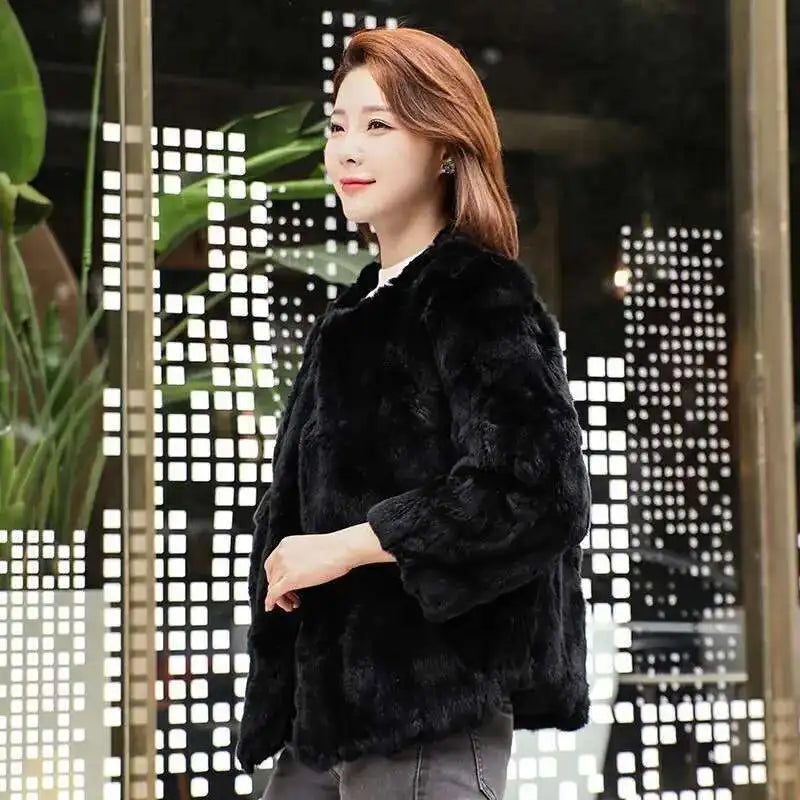 Real Rabbit Fur Coat Women Winter Jacket Short Loose Size Thick Warm Fluffy Coat - View 45