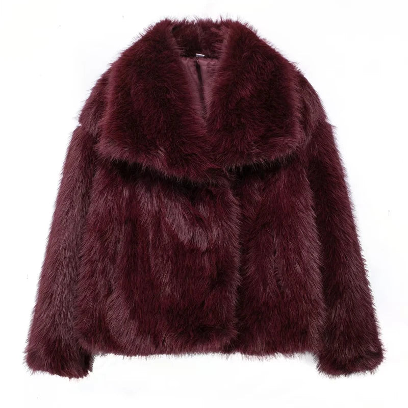 HXAO Winter Faux Fur Coat 2024 Woman New in coats Autumn Fur Plush Fluffy Jacket - View 4
