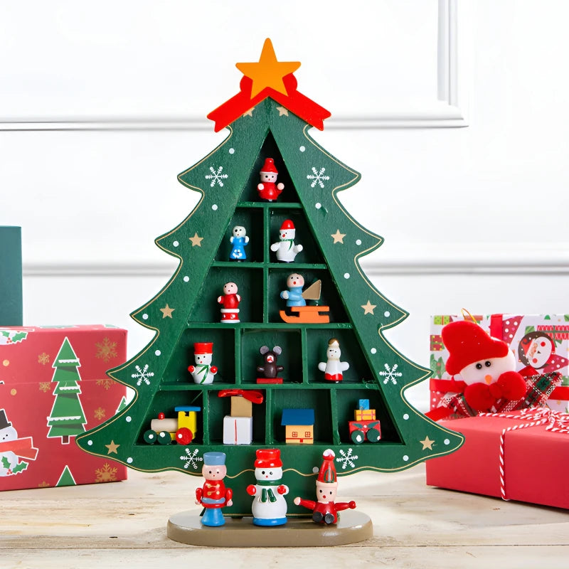 Christmas decorations small mini wooden Christmas tree DIY three-dimen - Detail View