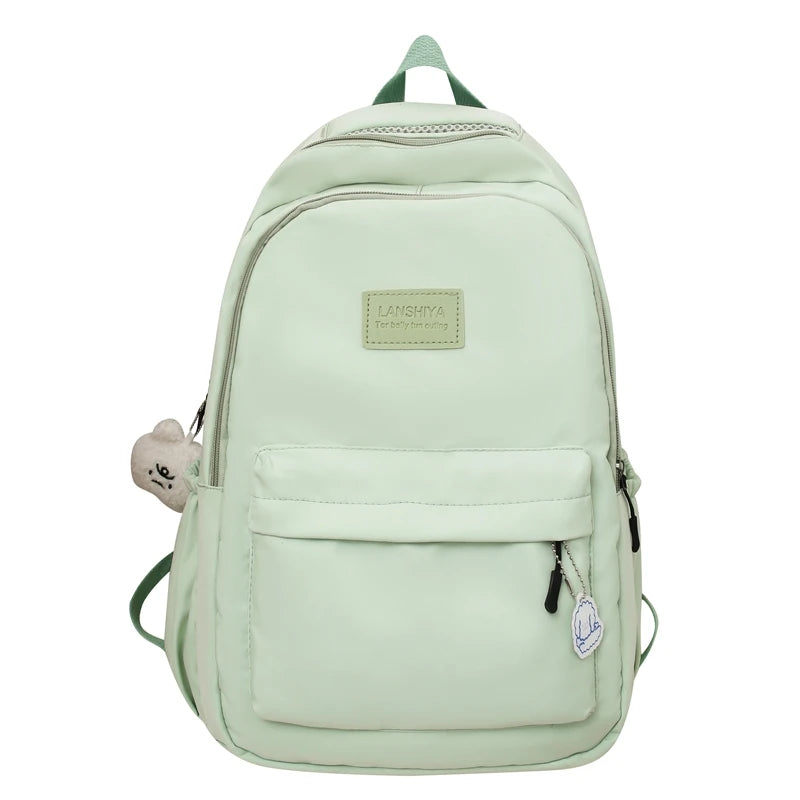 Large Capacity Solid Color Backpack for High School Students, Simple Black Trave - View 9
