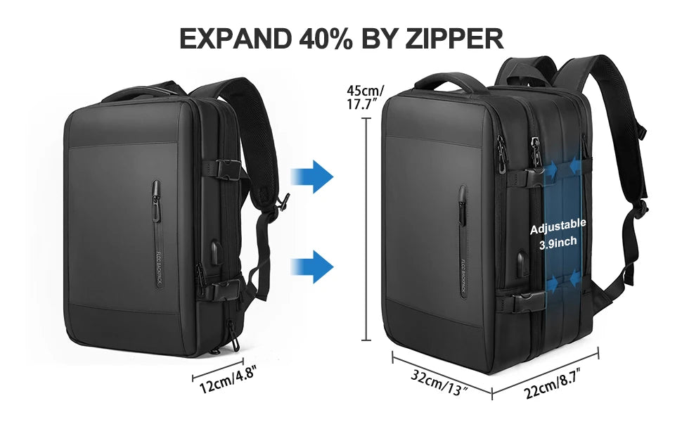 Likros Men Backpack Business Travel Backpack Carry on Waterproof Expandable Back - View 10