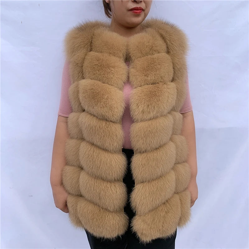 Natural fox fur vest ladies winter autumn coat warm vest made of natural fur wom - View 4