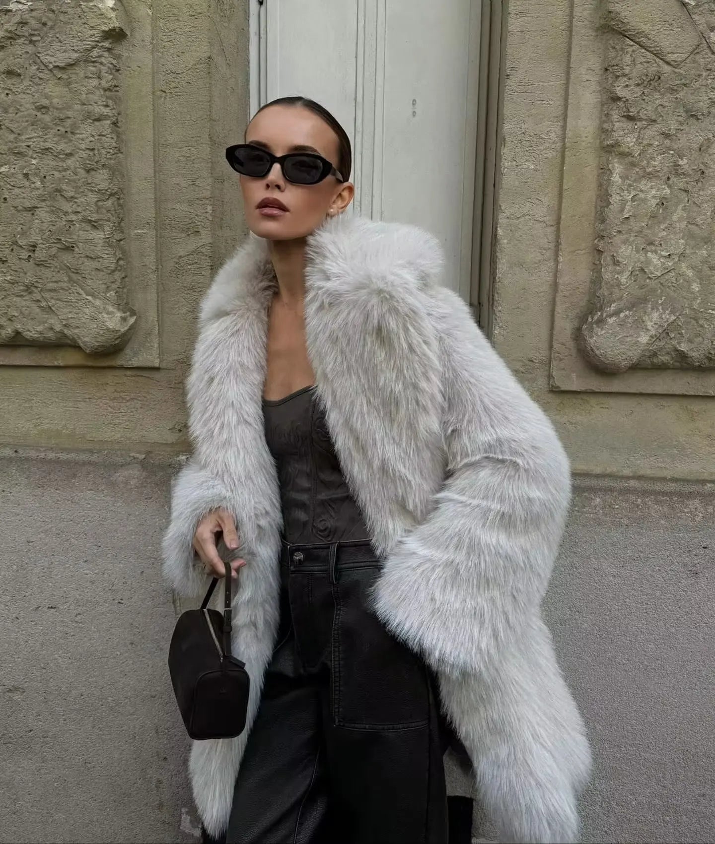 Faux Fur Coats Women Mid Length Turn Down Collar Coat Thick Warm Y2k Streetwear - View 21