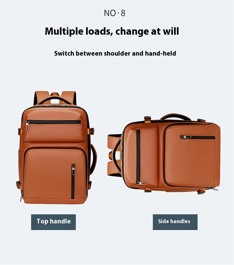 Commuting laptop backpack, expandable, premium orange, waterproof casual backpack, 15.6 inches, large capacity travel back...