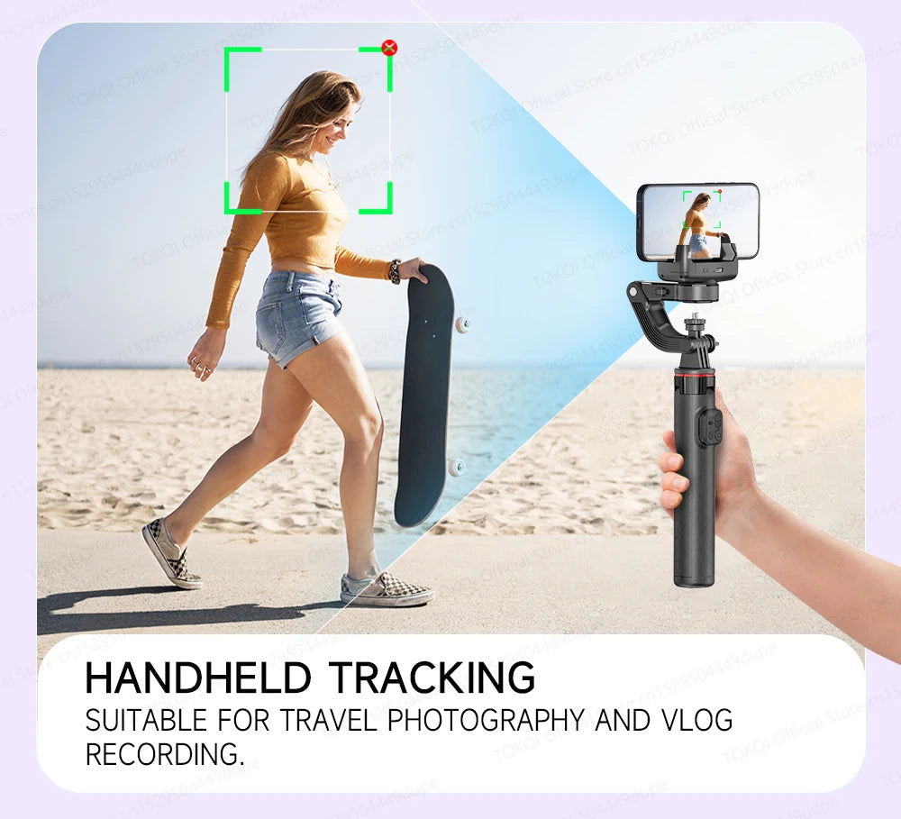 AI Tracking Deskpot Gimbal Tripod with Extendable Selfie Stick for Mob - Alternative Angle