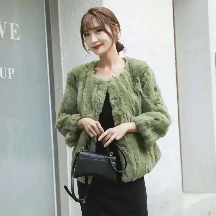 Real Rabbit Fur Coat Women Winter Jacket Short Loose Size Thick Warm Fluffy Coat - View 24