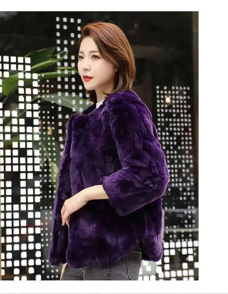 Real Rabbit Fur Coat Women Winter Jacket Short Loose Size Thick Warm Fluffy Coat - View 21