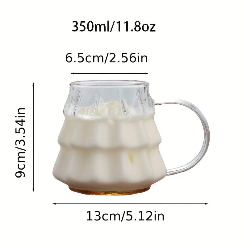 Christmas Tree Glass Coffee Mug with Straw and Lid Heat Resistant Wish - Detail View