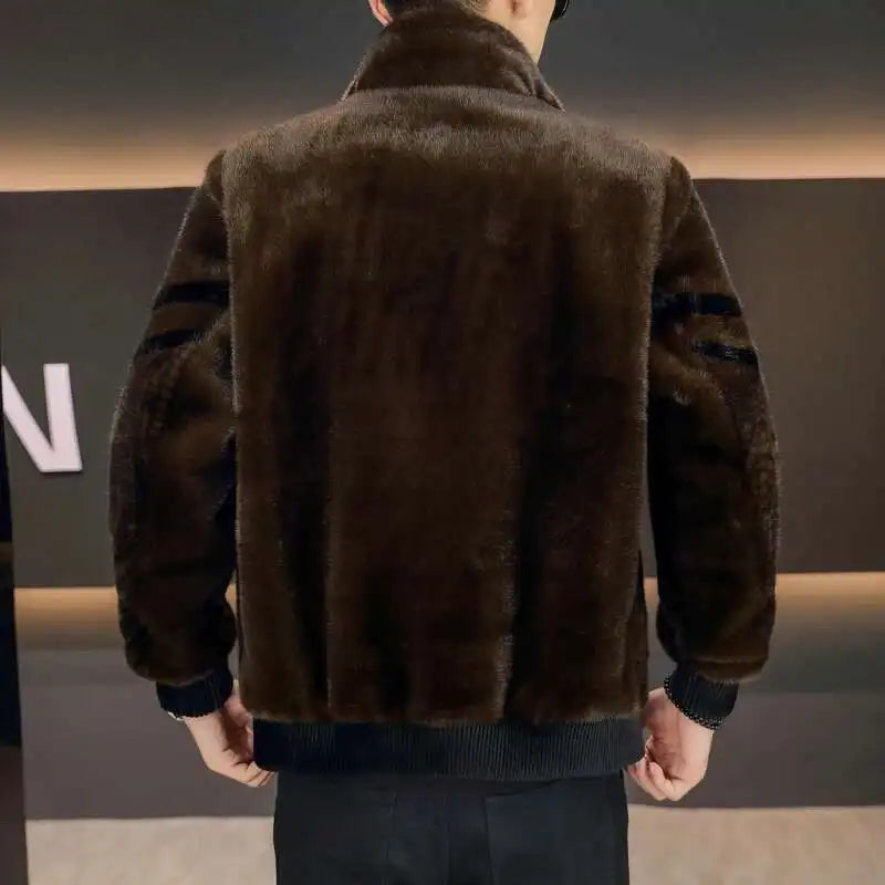 High Quality Gold Mink Fur Thick Woolen Fur Jacket Jaqueta De Couro Masculina Wi - View 5