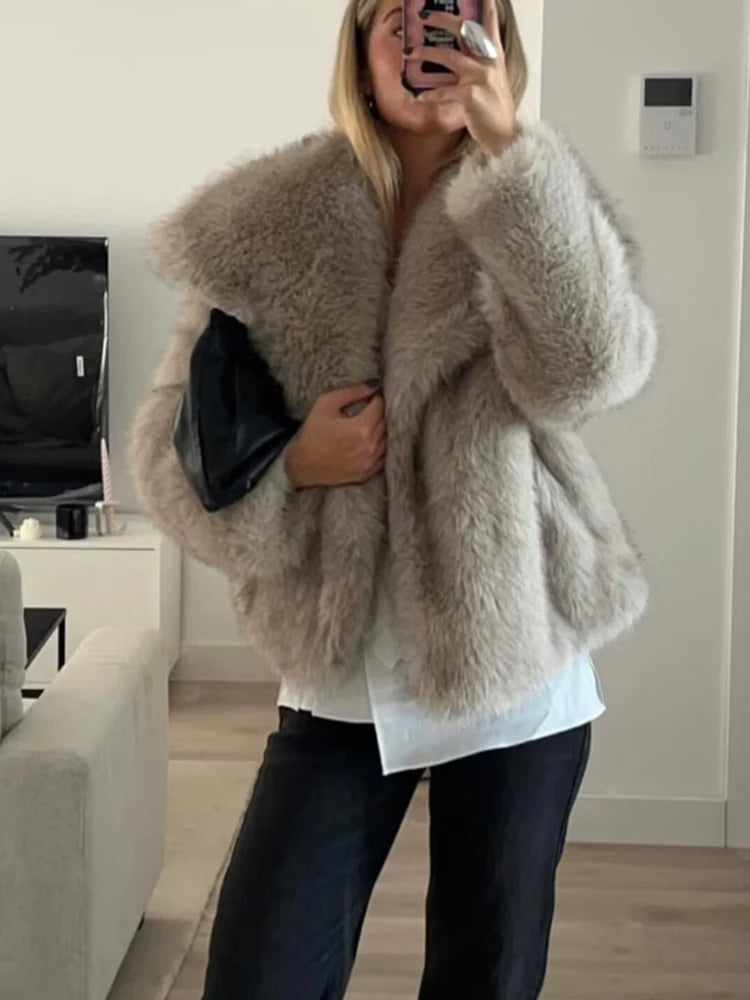 HXAO Winter Faux Fur Coat 2024 Woman New in coats Autumn Fur Plush Fluffy Jacket - View 11