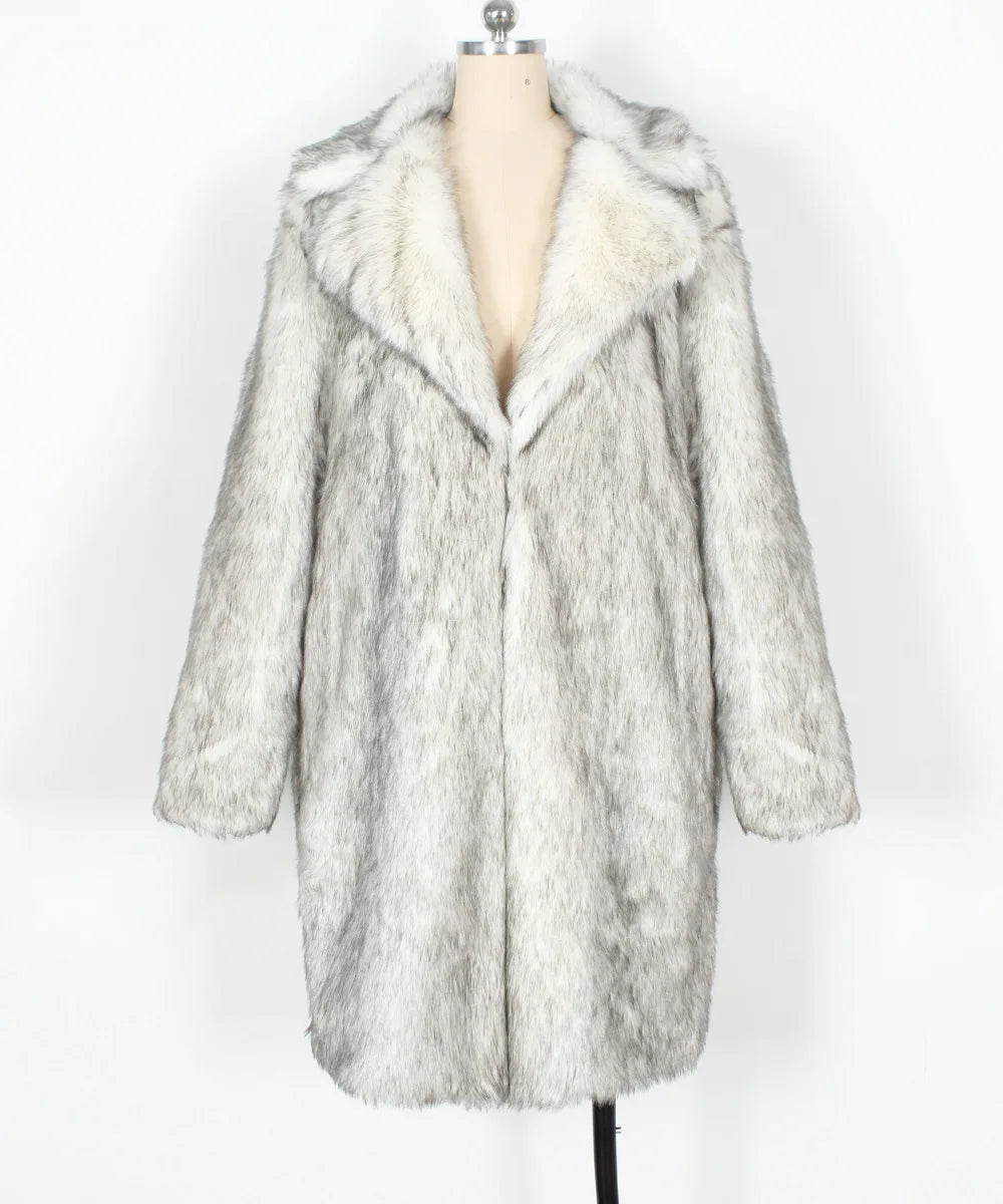 Men Long Faux Fur Coat Jacket Thick Warm Coats Turn Down Collar Full Sleeve Spli - View 28
