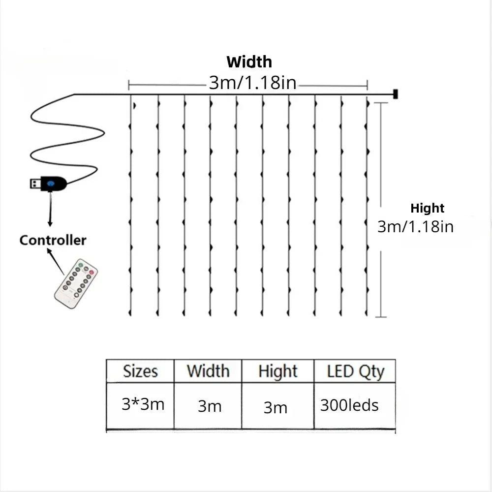 Christmas Lights Curtain Garland Merry Christmas Decorations For Home - Close-up View