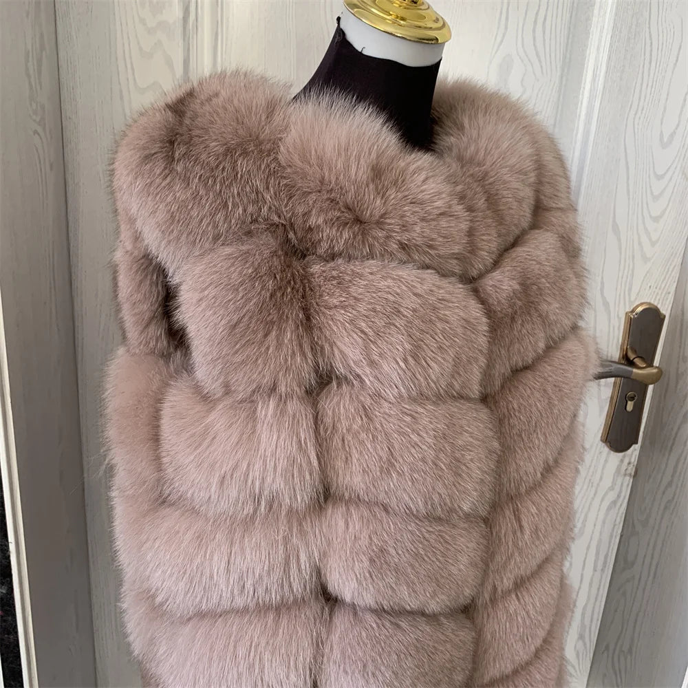 Natural fox fur vest ladies winter autumn coat warm vest made of natural fur wom - View 32