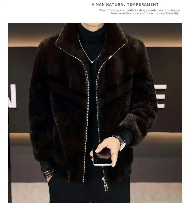 High Quality Gold Mink Fur Thick Woolen Fur Jacket Jaqueta De Couro Masculina Wi - View 11