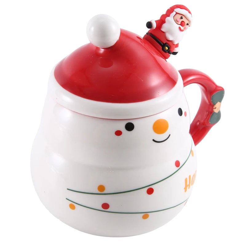 Christmas Gift Christmas Mug Christmas Coffee Cups With Lid And Spoon - Detail View