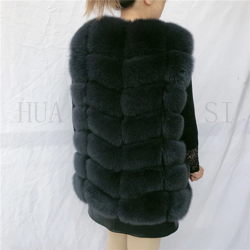 Natural fox fur vest ladies winter autumn coat warm vest made of natural fur wom - View 39